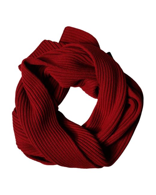 Dolce & Gabbana Red Wool Knitted Neck Wrap Shawl Scarf for men