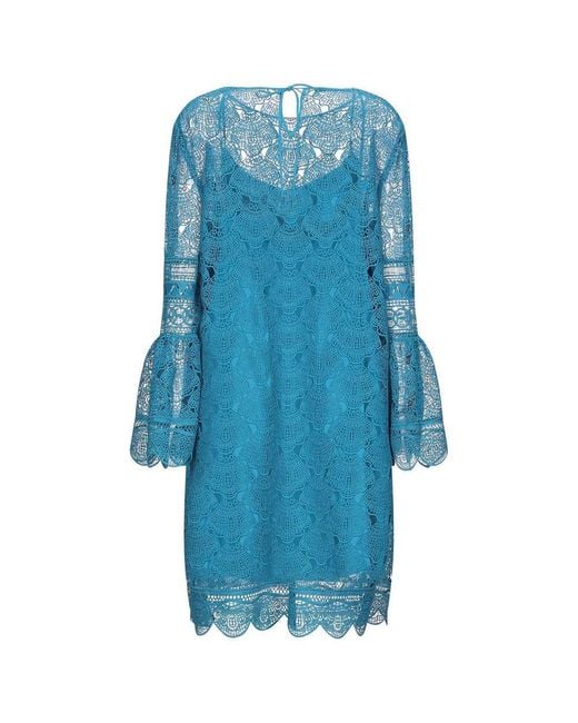 Alberta Ferretti Blue Sky Embroidered Short Dress
