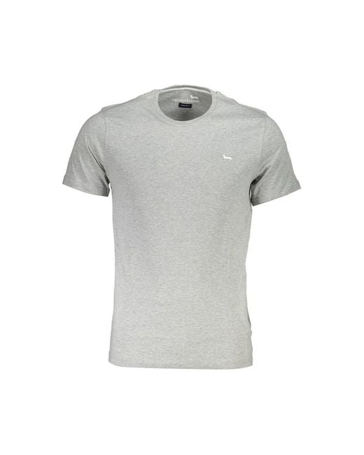 Harmont & Blaine Gray Sleek Round Neck Embroide Tee for men