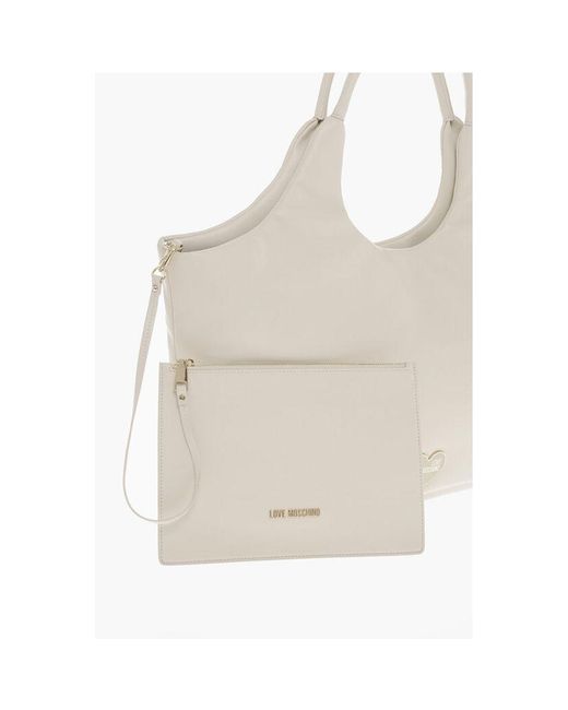 Moschino Natural Beige Polyethylene Shoulder Bag