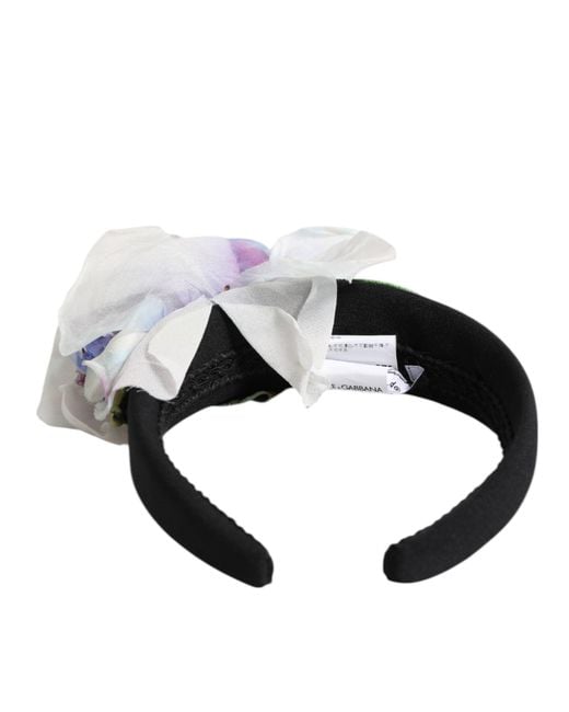 Dolce & Gabbana Multicolor Black Green Silk Purple White Floral Appliqué Accessory Headband