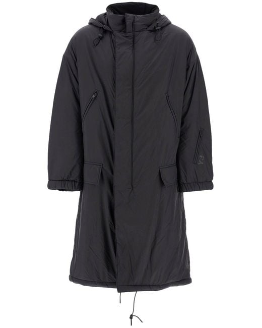 Y-3 Black Long Padded Nylon Parka Jacket for men