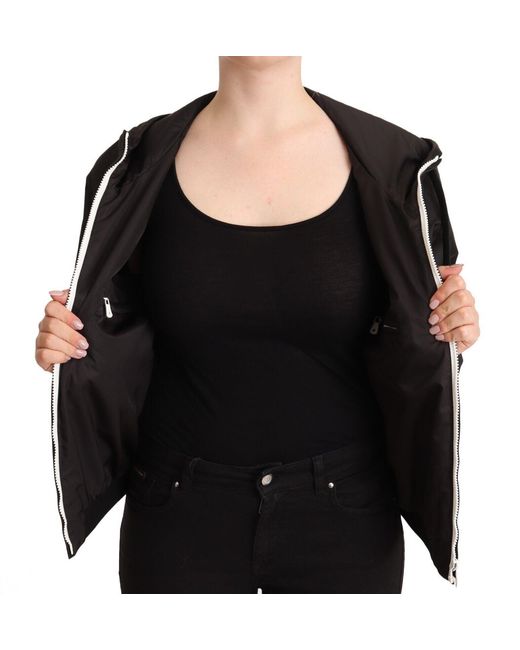 Dolce & Gabbana Black Bomber Jacket With Elastic Cuffs And Deep Hood