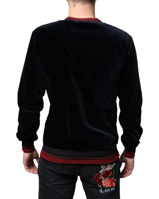 Dolce & Gabbana Black Multicolor Jacquard Crew Neck Sweatshirt Sweater for men