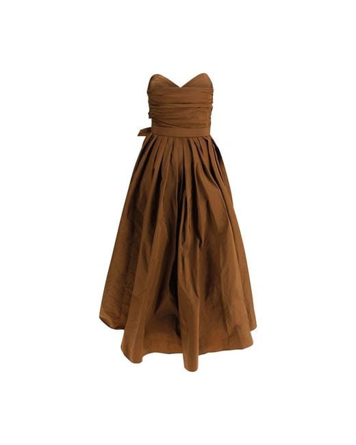 Pinko Brown Strapless Long Dress