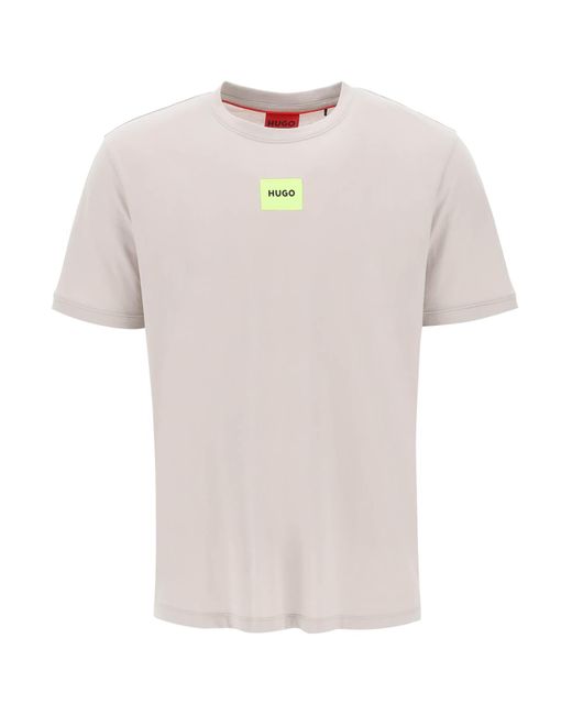 HUGO Pink Diragolino Logo T Shirt for men