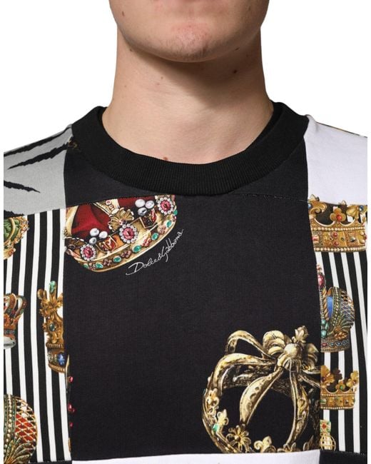 Dolce & Gabbana Gray Multicolor Crown Print Sweatshirt Sweater for men