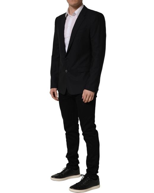 Dolce & Gabbana Black Wool Single Breasted Blazer Jacket for men