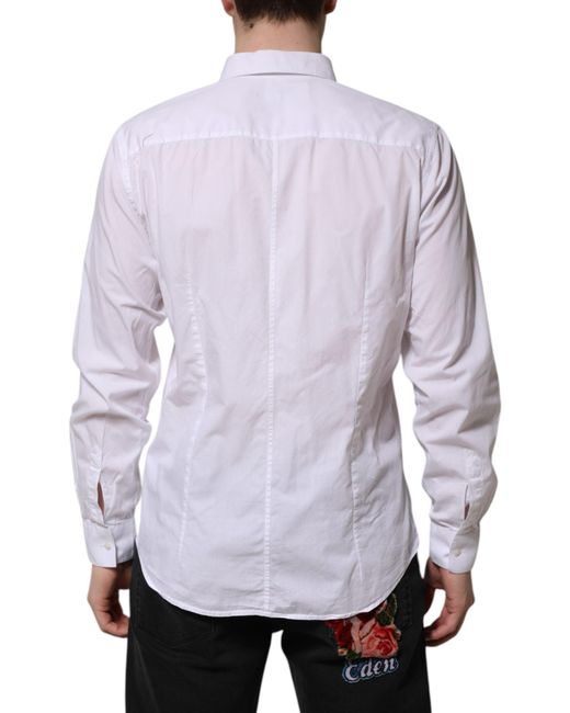 Dolce & Gabbana White Cotton Staff Long Sleeves Forma Shirt for men