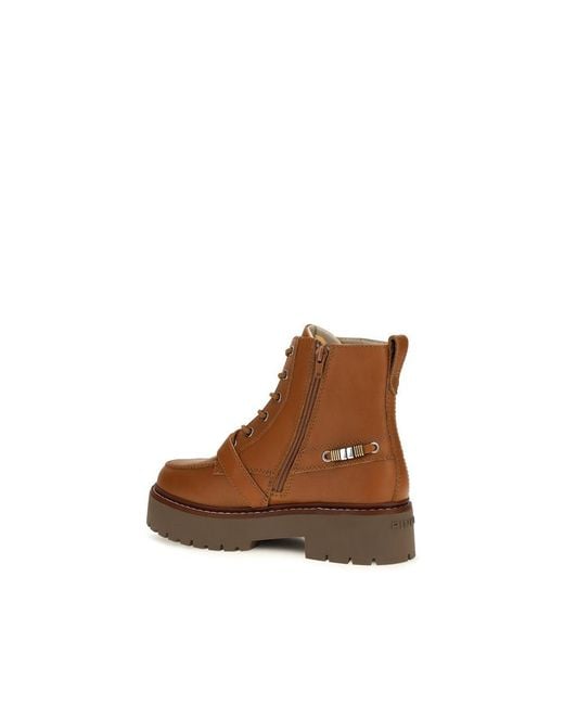 Pinko Brown Calf Leather Bos Taurus Lace