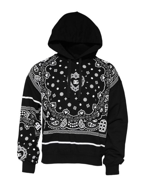 Dolce & Gabbana Black Bandana Hooded Men Sweatshirt Sweater for men