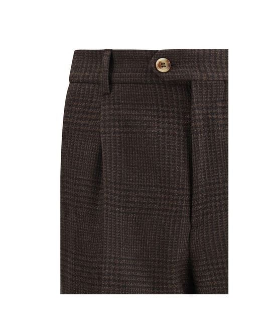 Brunello Cucinelli Black Prince Of Wales Trouser for men