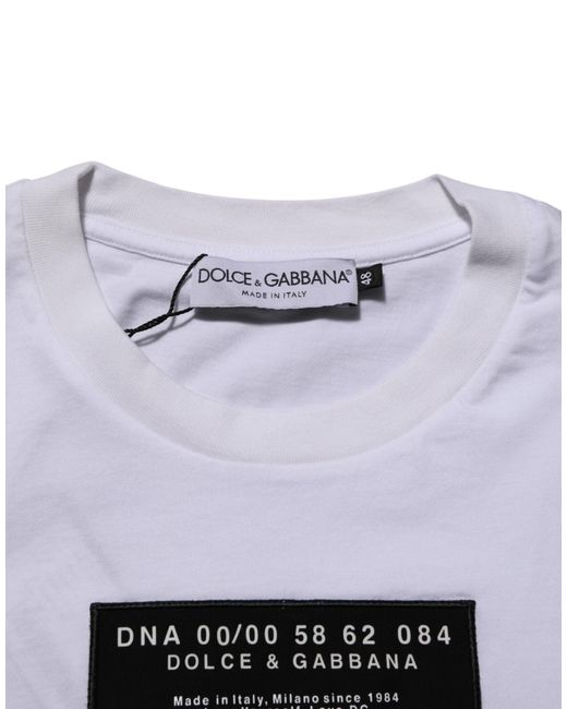Dolce & Gabbana White Cotton Logo Print Crew Neck Men T for men