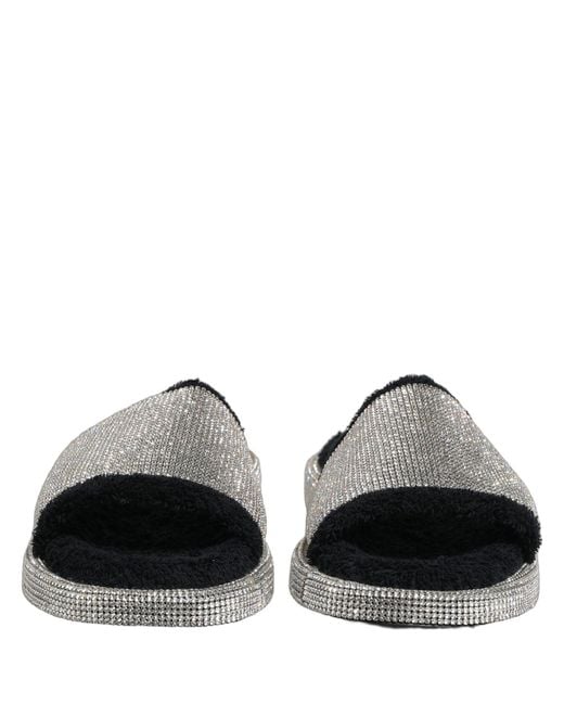 Dolce & Gabbana Black Crystal Embellished Platform Men Slides Shoes for men
