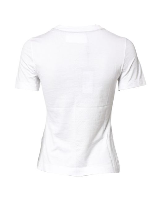 Dolce & Gabbana White Cotton Graphic Print Crew Neck T for men