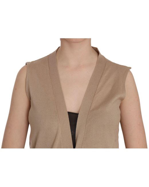 Pink Memories Brown Cotton Sleeveless Cardigan Top Vest