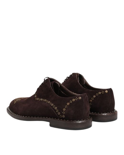 Dolce & Gabbana Brown Velvet Lace Up Oxford Dress Shoes for men