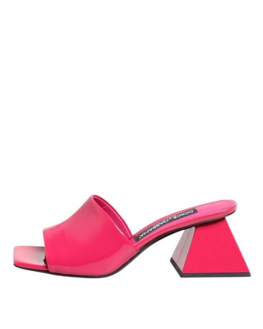 Dolce & Gabbana Pink Open Toe Block Heel Mules Sandals Shoes