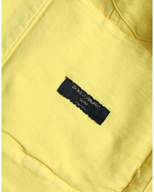 Dolce & Gabbana Yellow Cotton Denim Jeans Coat Jacket