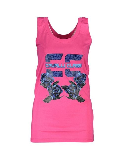 Roberto Cavalli Pink Cotton Tank Top