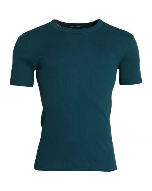 Dolce & Gabbana Green Cotton Round Neck Short Sleeves T-Shirt for men