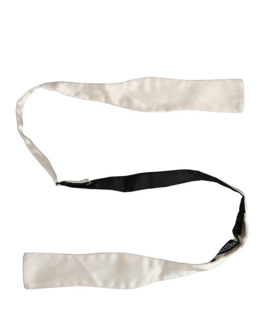 Dolce & Gabbana Men White 100% Silk Adjustable Neck Papillon Bow Tie for men