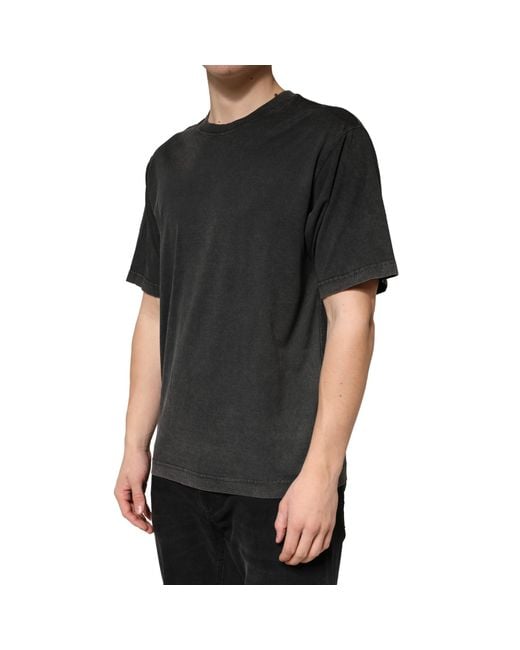 Dolce & Gabbana Black Cotton Crewneck Short Sleeve T-Shirt for men