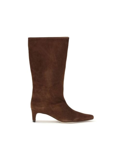 STAUD Women's Brown Suede Wally Boots