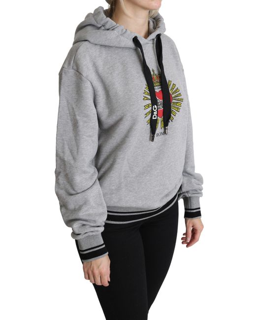 Dolce & Gabbana Gray Grey Printed Hooded Exclusive Logo Sweater