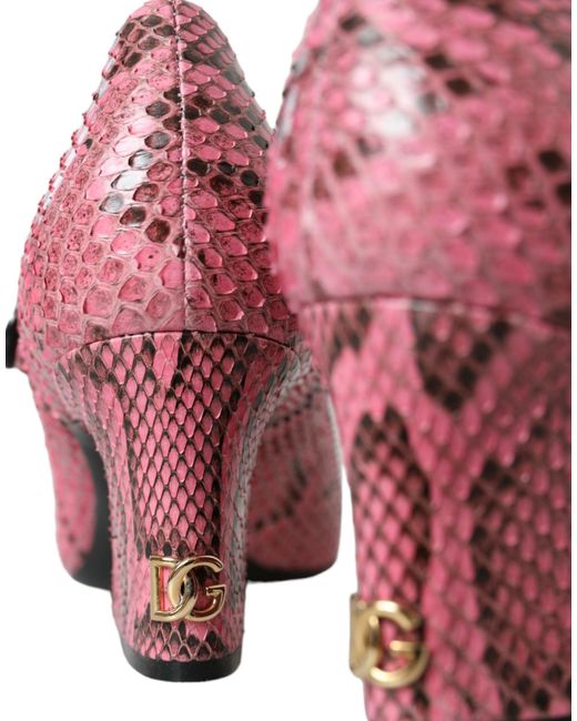 Dolce & Gabbana Pink Python Leather Mary Jane Heels Shoes