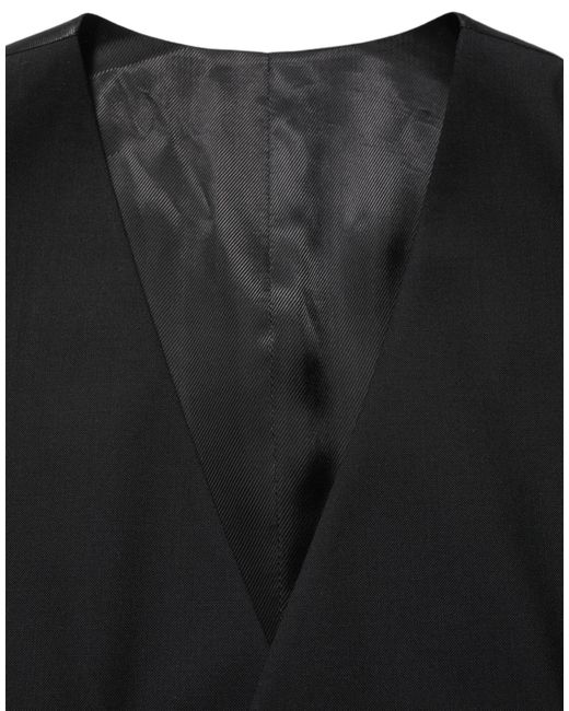 Dolce & Gabbana Black Wool Single Breasted Waistcoat Vest for men