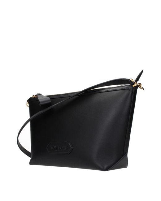 Tom Ford Black Leather Crossbody Bag for men