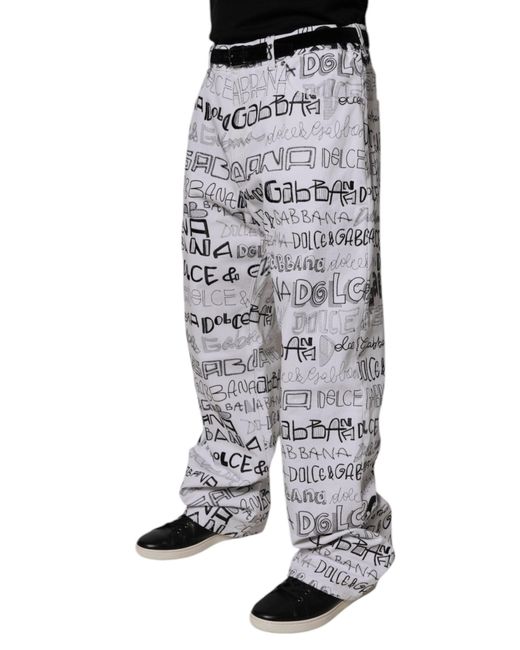 Dolce & Gabbana Gray Logo Print Straight Denim Jeans for men