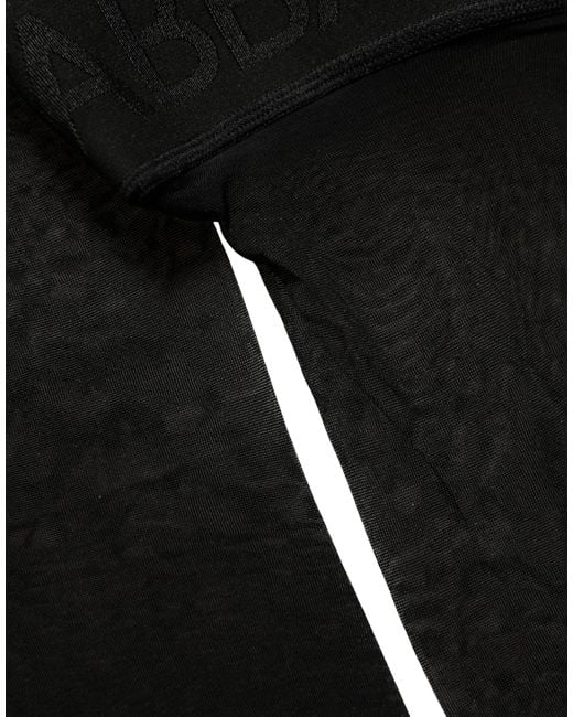 Dolce & Gabbana Black Nylon Logo Calf Long Accessory Socks