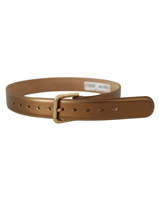 Dolce & Gabbana Black Bronze Leather Belt With-Toned Buckle