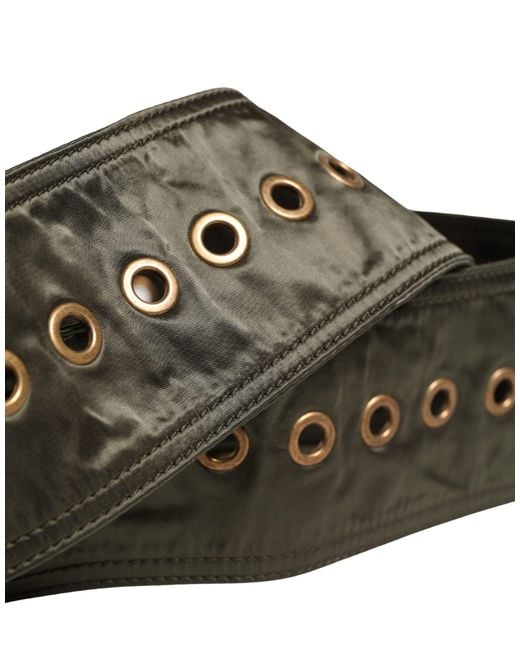 Dolce & Gabbana White Men Black Wide Leather Dg Metal Buckle Belt for men