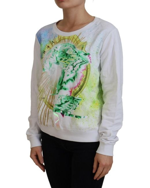 Versace Jeans Gray Graphic Print Long Sleeves Sweater