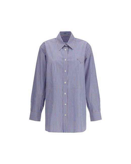 Prada Blue Striped Shirt