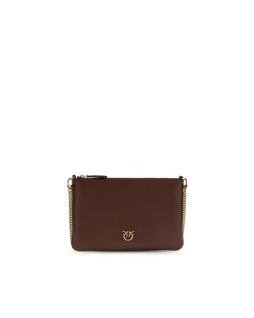 Pinko Brown Bordeaux Calf Leather Bos Taurus Shoulder Bag