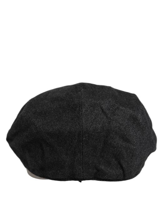 Dolce & Gabbana Men Black Cotton Flat Cloth Newsboy Cap Hat for men