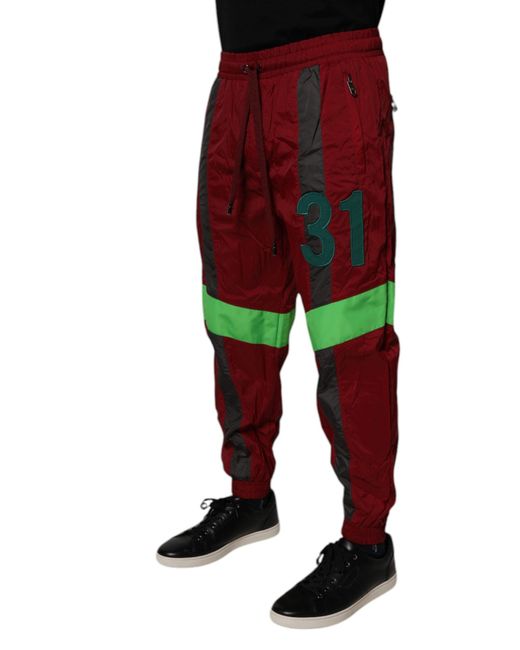 Dolce & Gabbana Red Track Pants With Number Detail for men