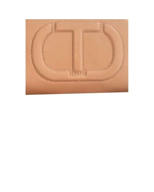 Twinset Brown Pink Faux Leather Crossbody