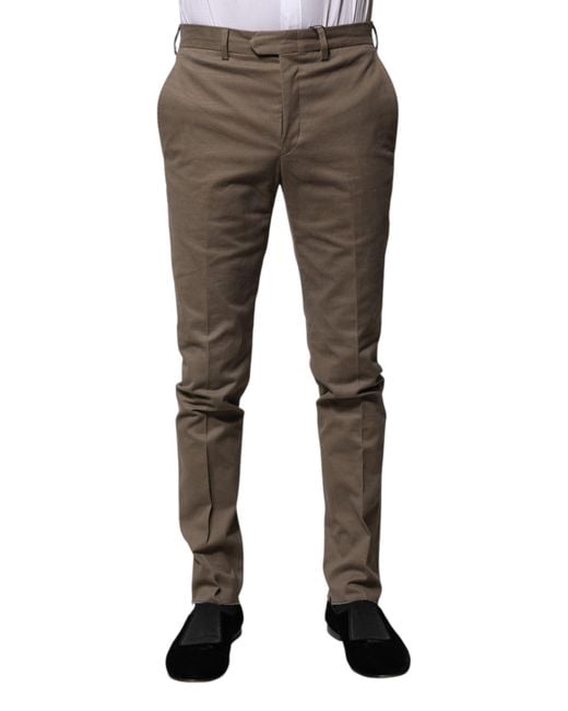 Bencivenga Gray Brown Cotton Tapered Formal Dress Pants for men