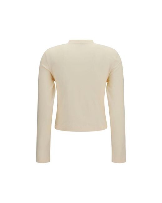 Jacquemus White Beige Cotton Long Sleeve T