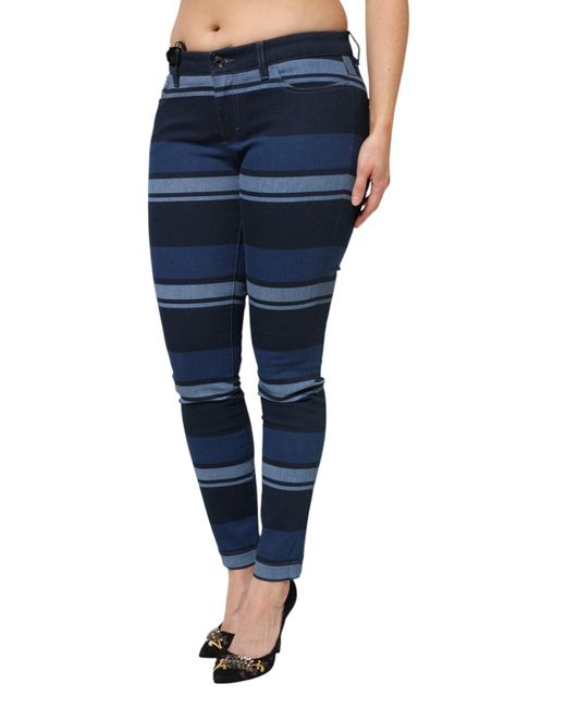 Dolce & Gabbana Blue Striped Cotton Stretch Denim Jeans for men