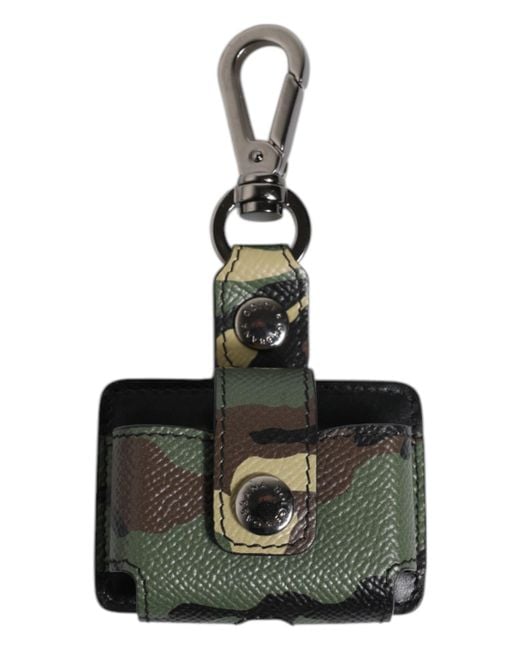 Dolce & Gabbana Black Camouflage Leather Airpods Case for men