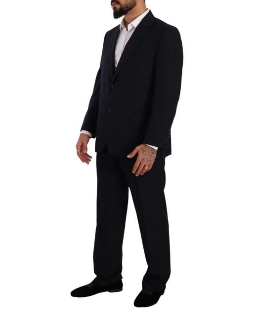 Domenico Tagliente Black Polyester Single Breasted Formal Suit for men