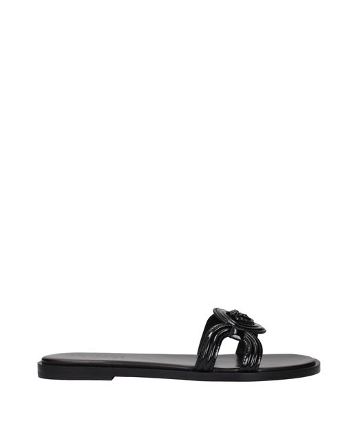 Versace Black Slippers And Clogs Patent