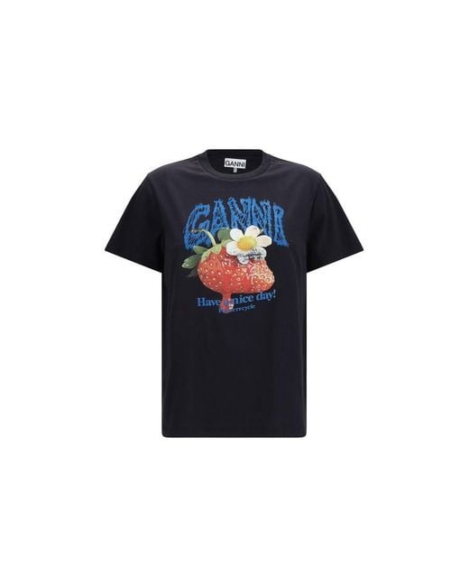 Ganni Blue Black Cotton T