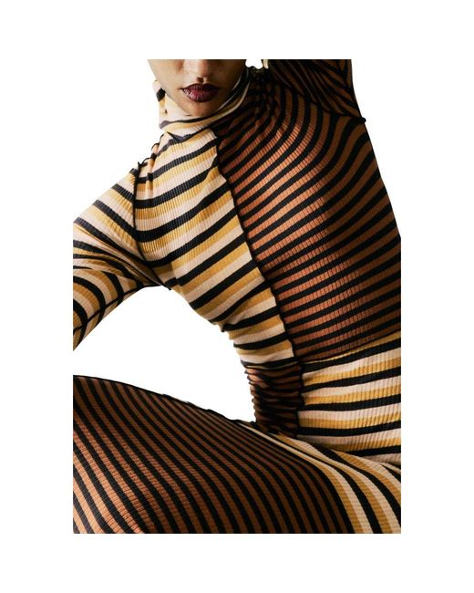 Desigual Brown Cotton Long Dress